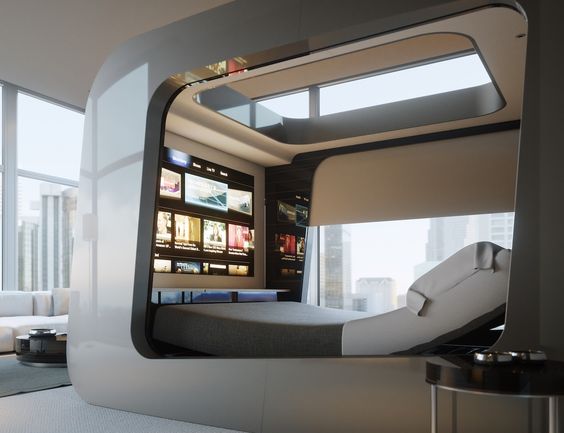 Bedrooms Designed In Hi-Tech Style