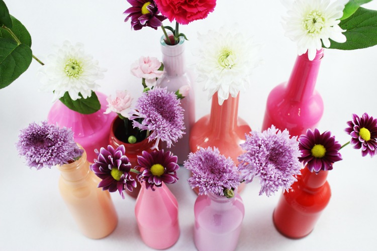 Colored Vase Made From Glass Bottles