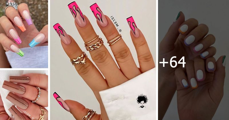 69 Trendy Winter Nail Colours & Designs : Hot Pink Flame Tip Nails