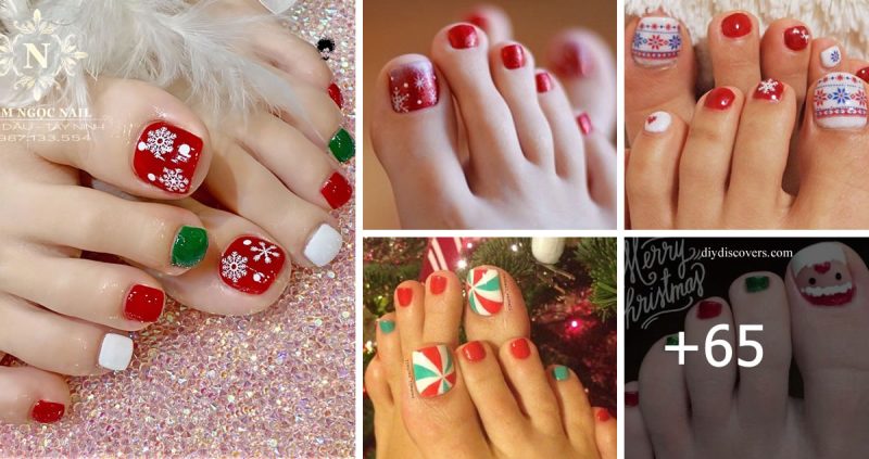 65 Photos: Best and Easy Christmas Toe Nail Designs