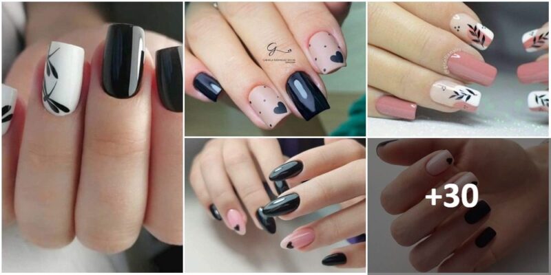 BLACK NAILS WITH PINK AND WHITE【+20 Great Ideas】 【The Best of 2025】
