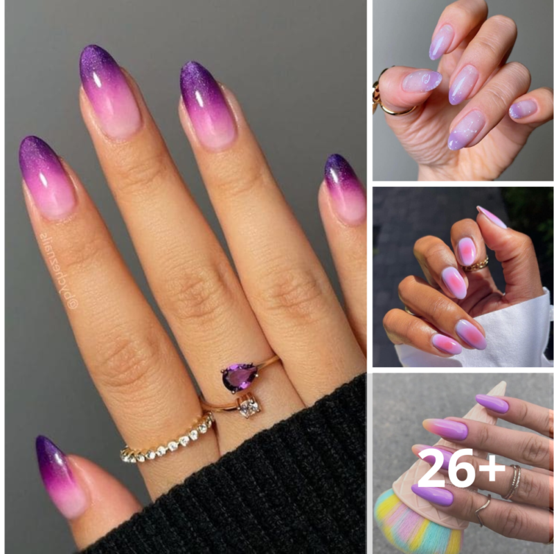 45+ Enchanting Purple Ombre Nails with a Delicate Twist.