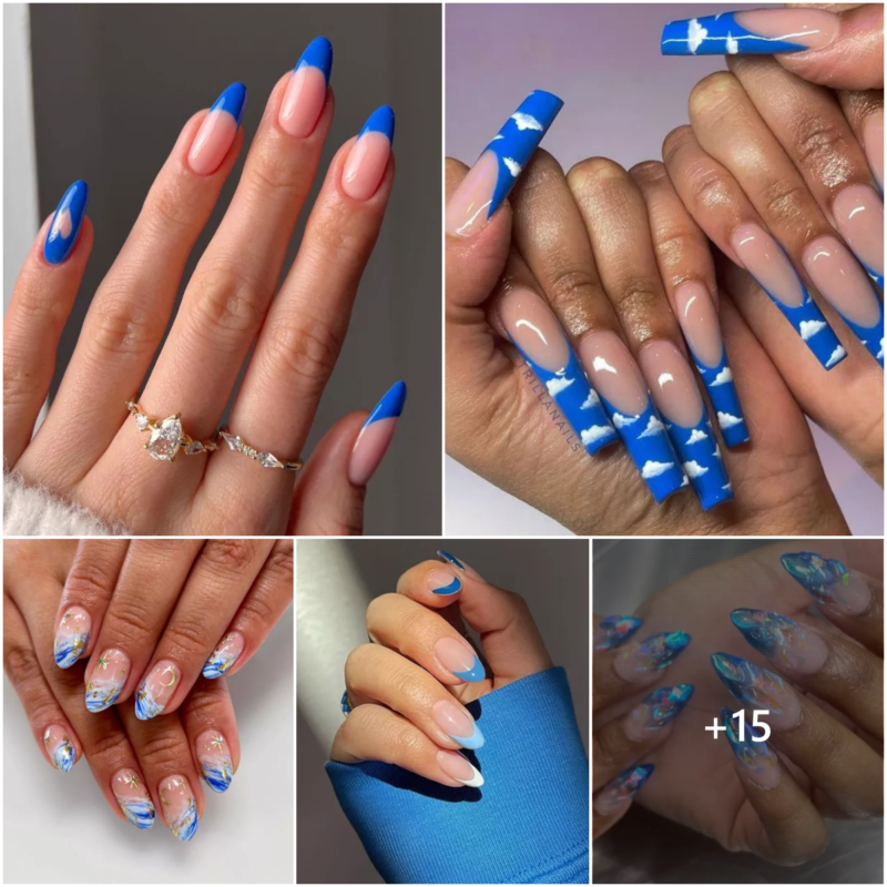 Captivating Serenity: 15 Elegant Blue French Tip Nail Concepts to Embrace
