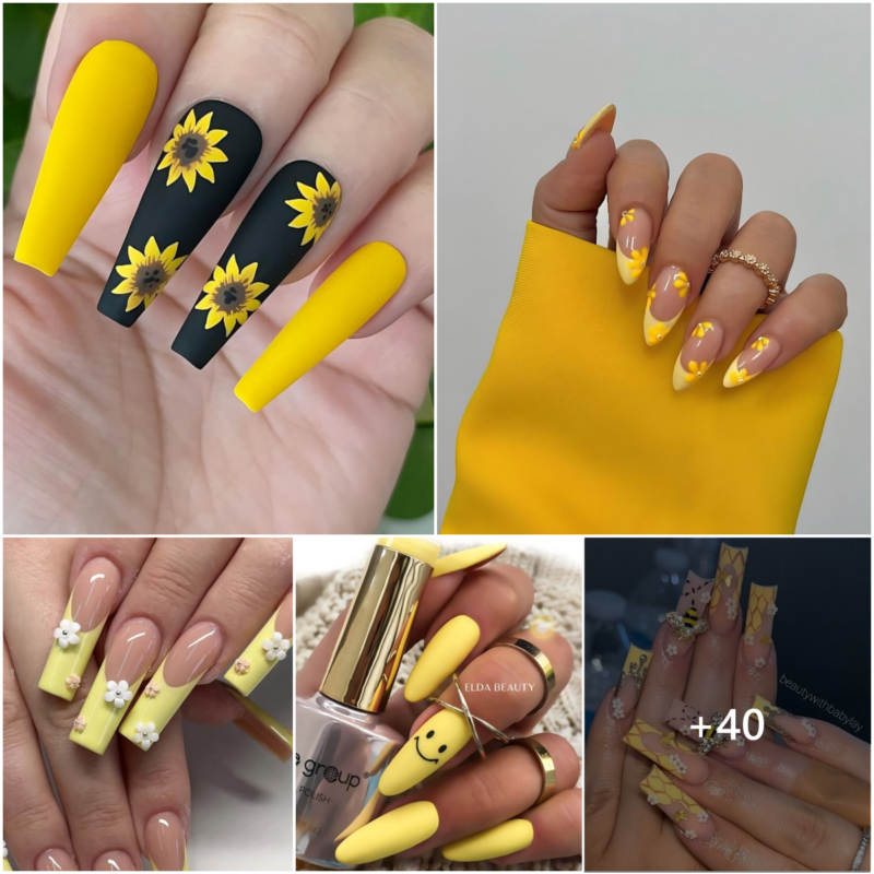 40 Stunning Yellow Acrylic Nails To Shine All Year