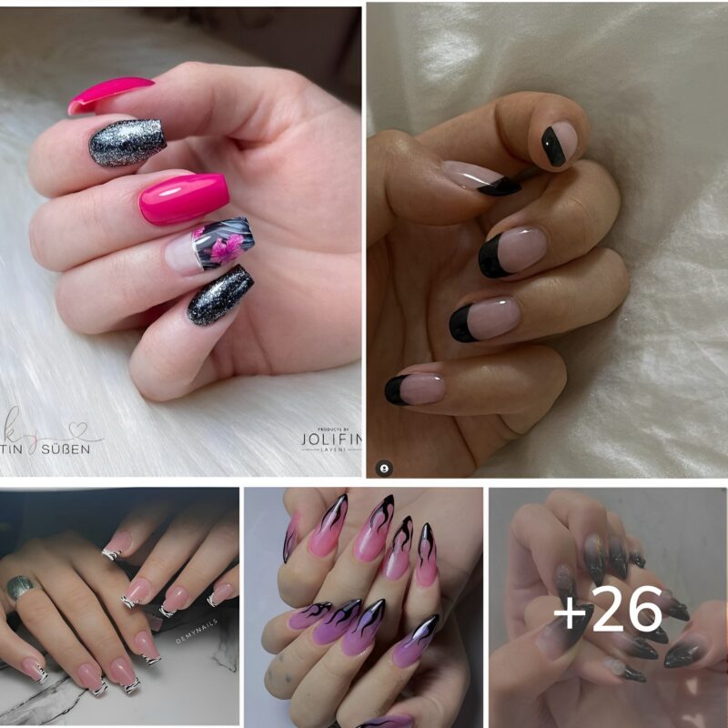 70 Charming Pink and Black Nail Designs for a Chic Look