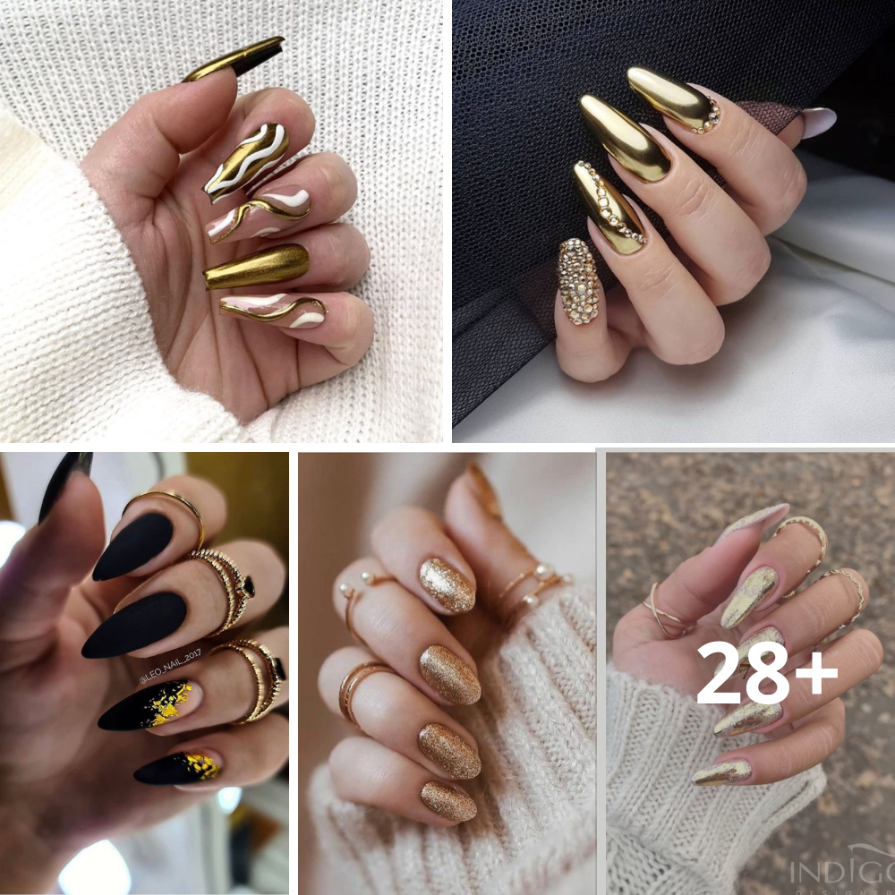 20+ Dazzling Gold Nails Perfect For The New Year