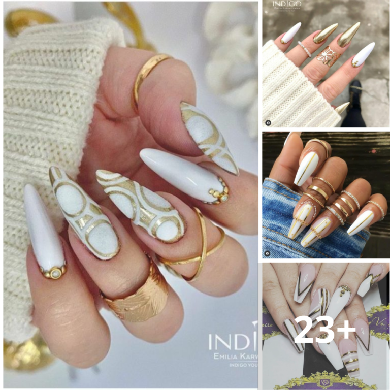 +23 PHOTOS: Exquisite White and Gold Nail Designs for a Luxe Look