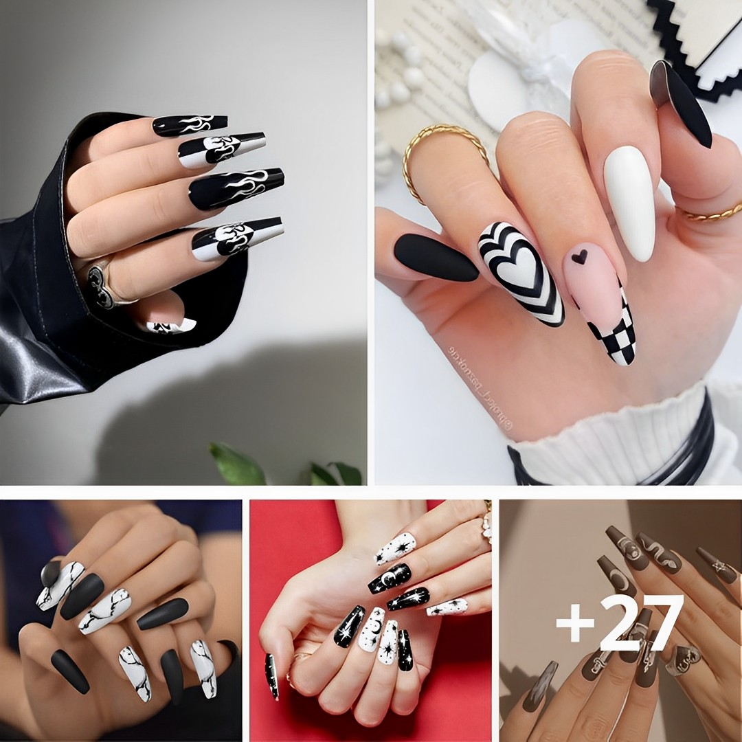 30 Black And White Nails That Are A Huge Hit Right Now
