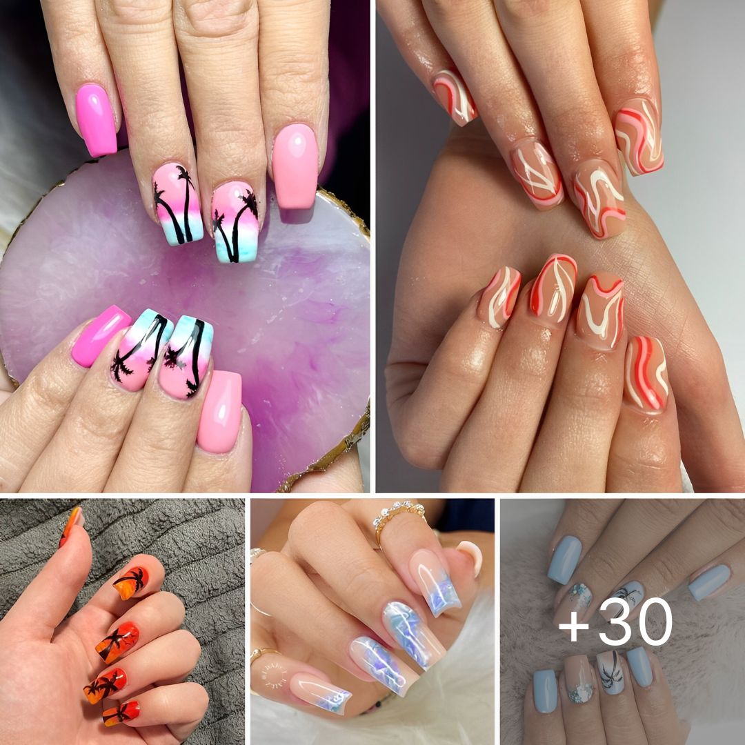For Your Next Vacation, Here Are 30 Perfect tropical Beach themed Nails.
