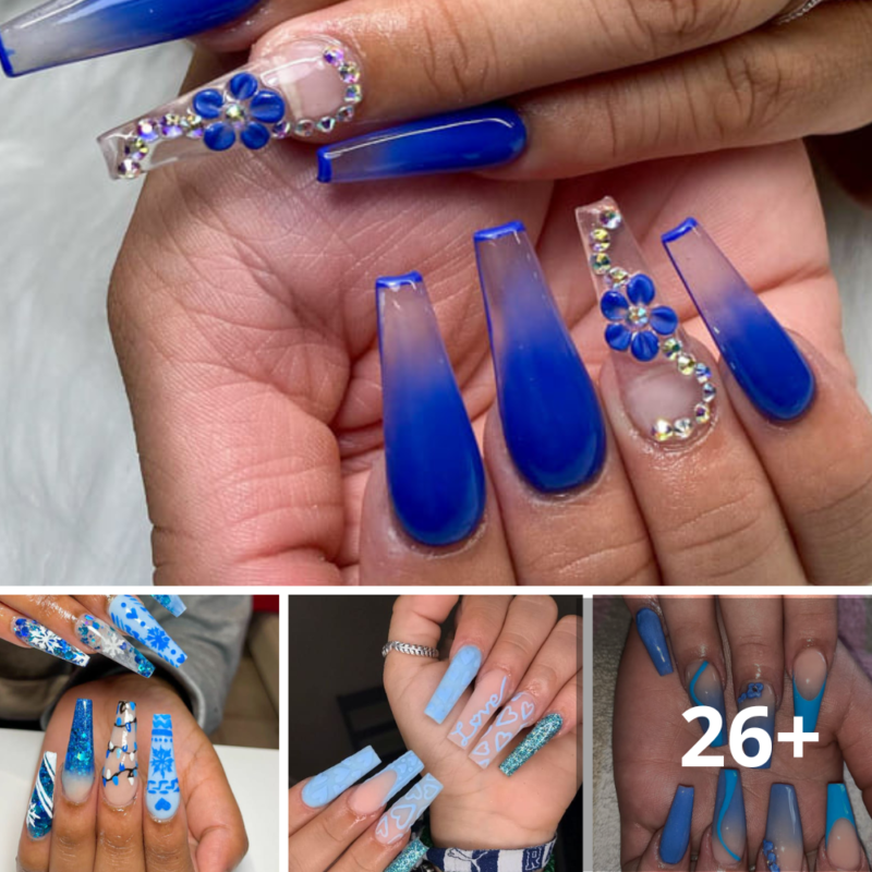 50+ Awesome Blue Nails Manicure Design Ideas