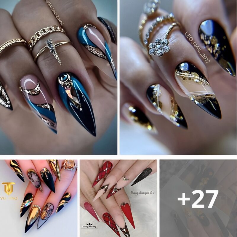 59 EncҺantιng Blɑck Glitter Nails That Embrɑce Glɑm Over Goth