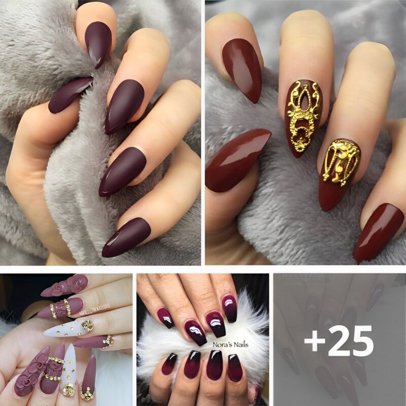 73+ Dashing Maroon Nails For Fall 2024
