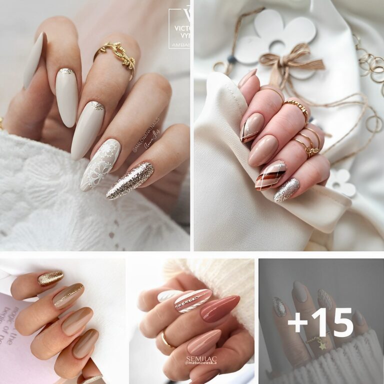 20+ Creatiʋe Ideas for Neutral Nails that Rock: Beige Nails with Design.
