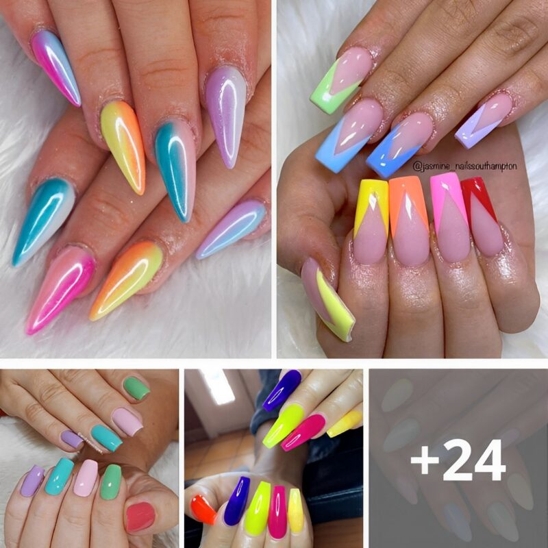 74 Beautiful Multi-Colored Nails Designs For Winter