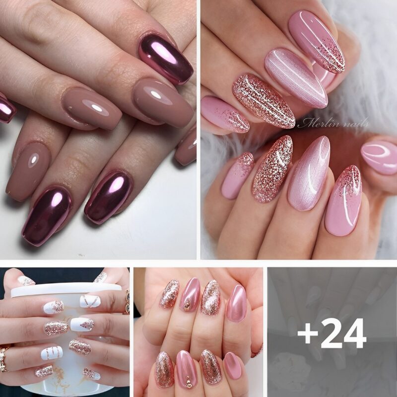 90+ Beautiful Rosegold Nail Designs