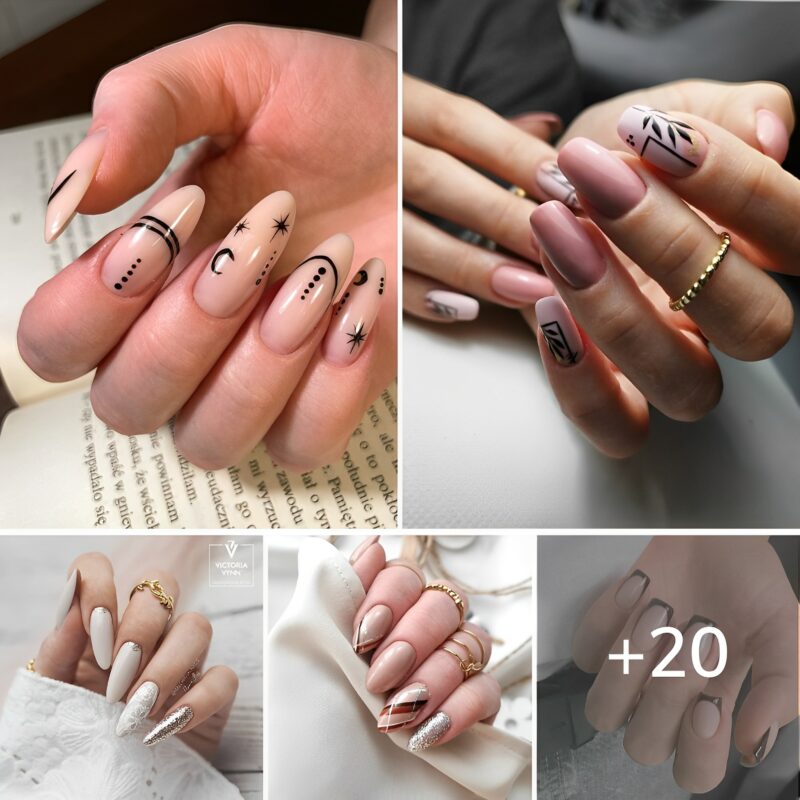 20+ Creatiʋe Concepts for Impartial Nails that Rock: Beige Nails with Design.