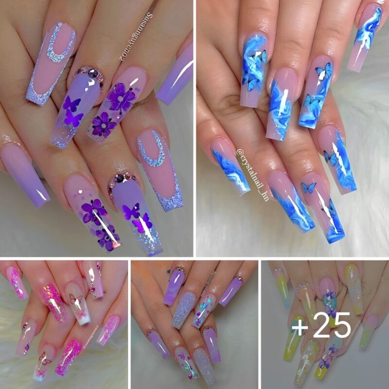 Lengthy Acrylic Nails Colourful Designs