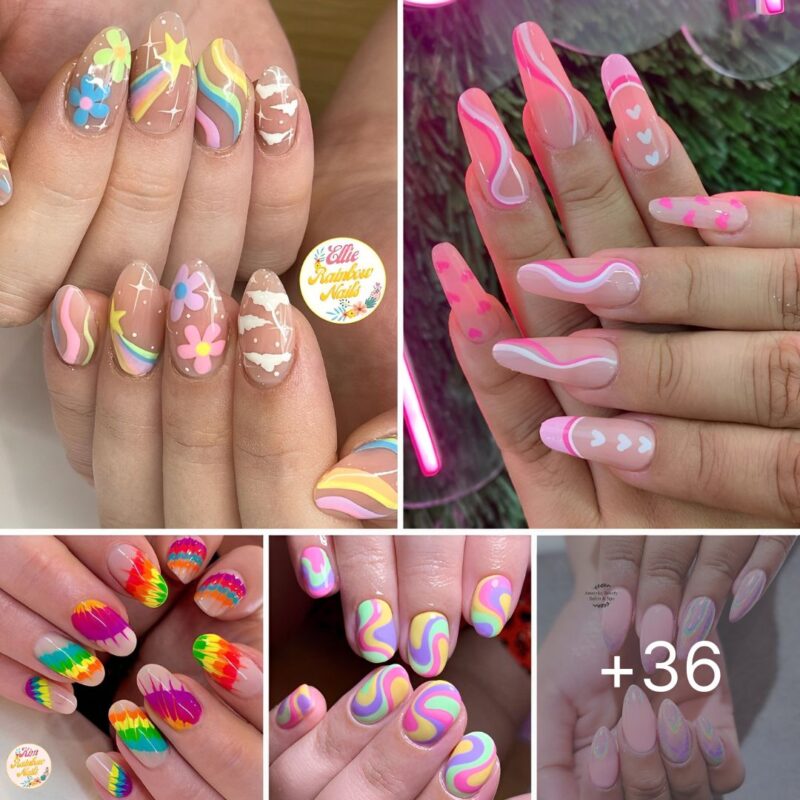 36+ Excellent Rainbow Nails to Brighten Up Your Day