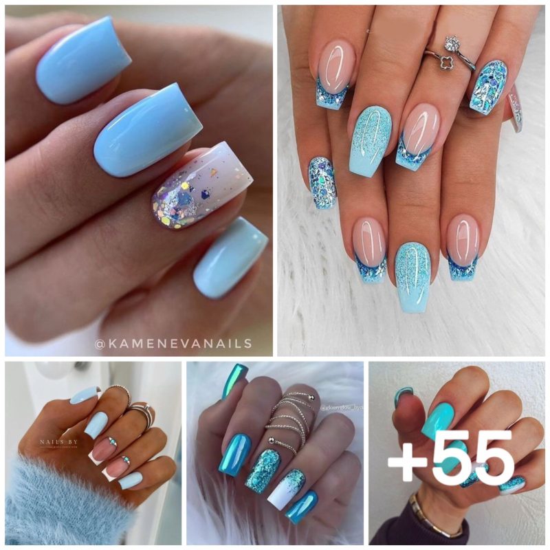 Ideas de inspiración para uñas cortas y azules