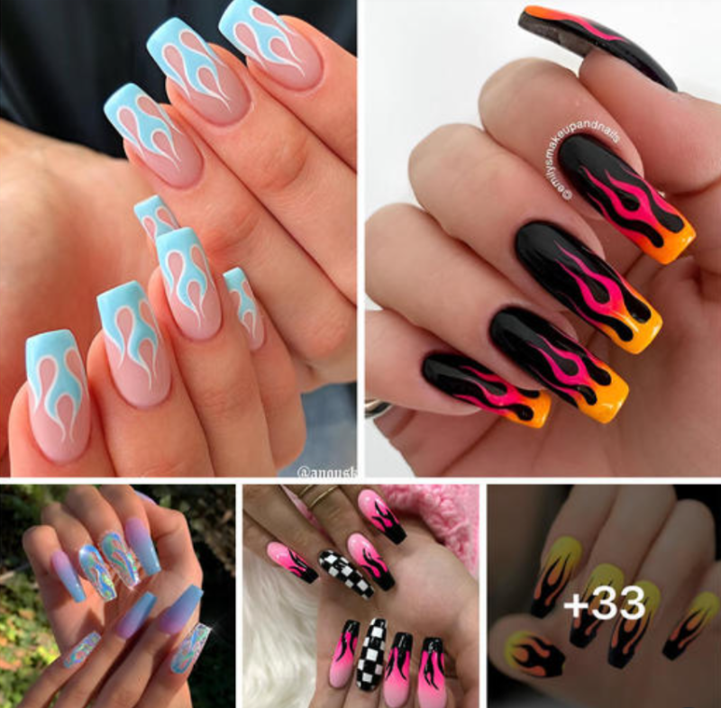 65 Fabulous Flame Nail Ideas to Make You the Hottest Girl