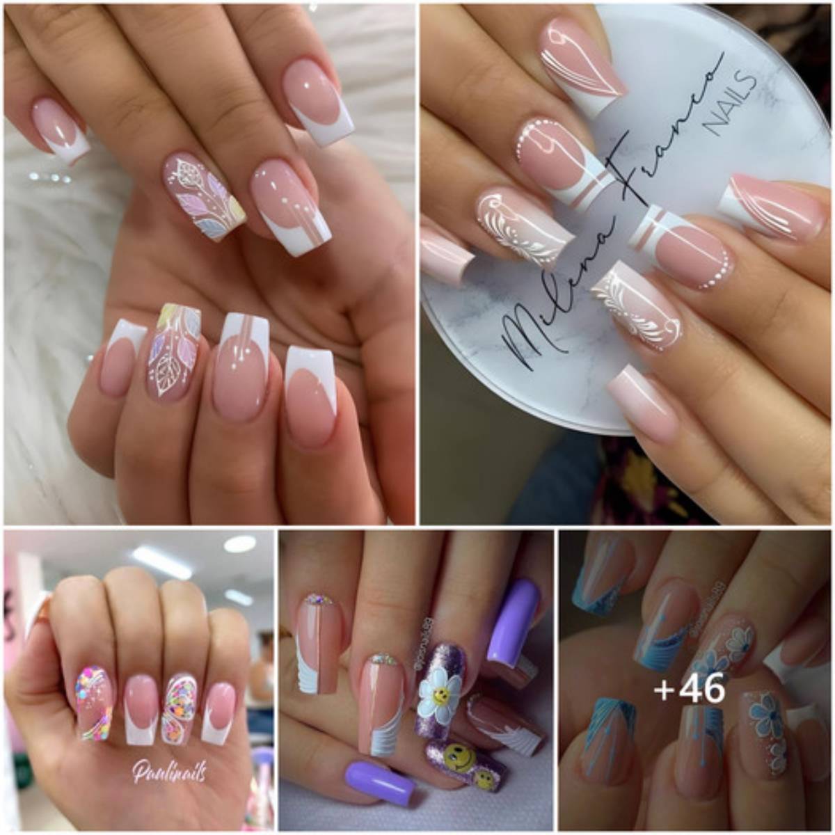 50 Quick inspiration ideas for short white nails with delicate patterns