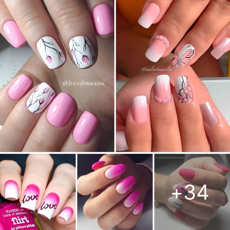 37 Pink And White Nails Designs For 2024