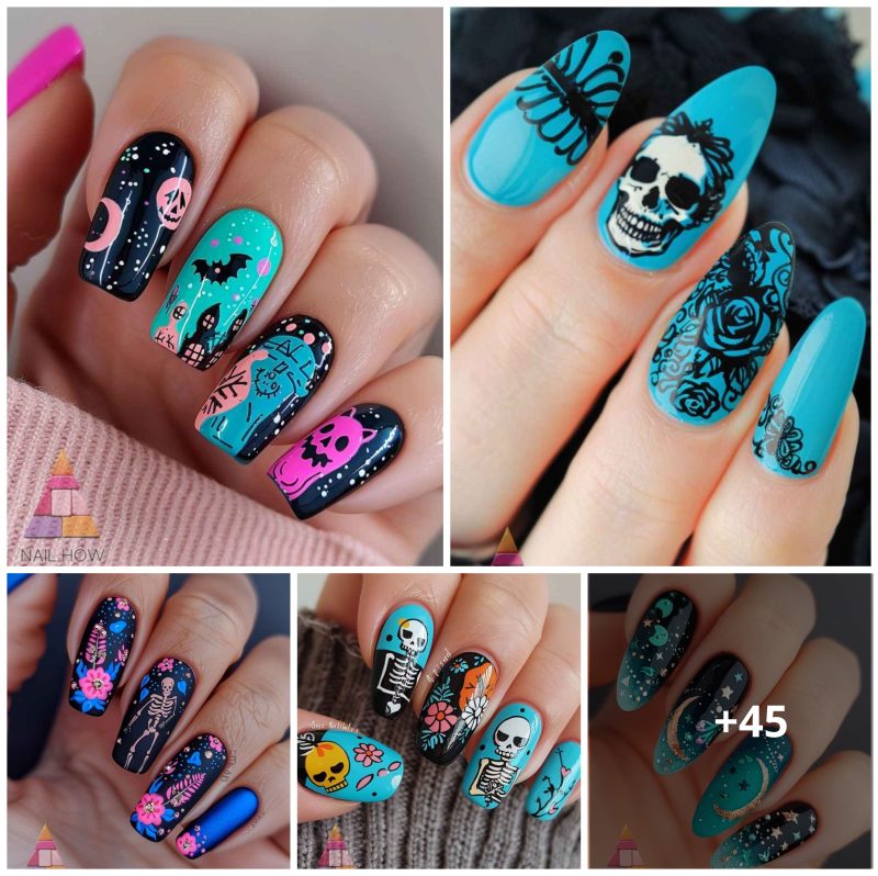 Boo-tiful in Blue: Hauntingly Cool Halloween Nail Designs