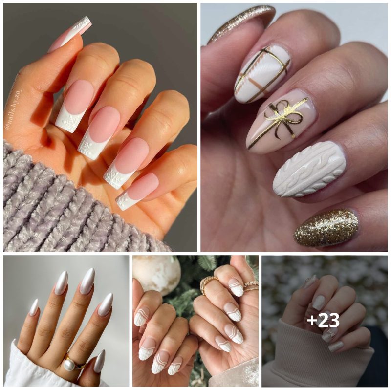 22+ Eℓegant Whι̇te Chrι̇ѕtmaѕ Naι̇ℓ Desι̇gnѕ for 2024.