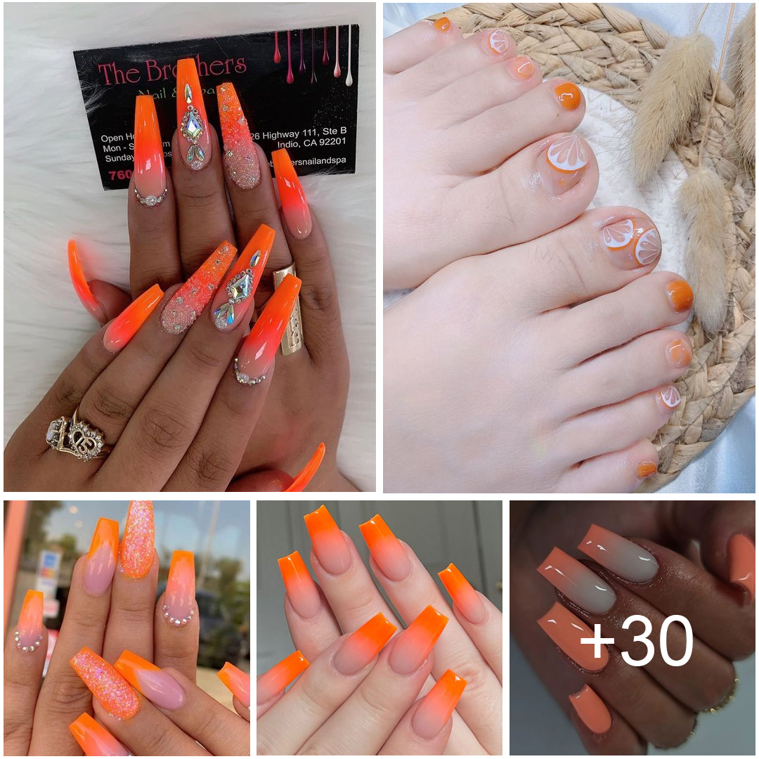 Ideas para uñas en tonos melocotón intenso