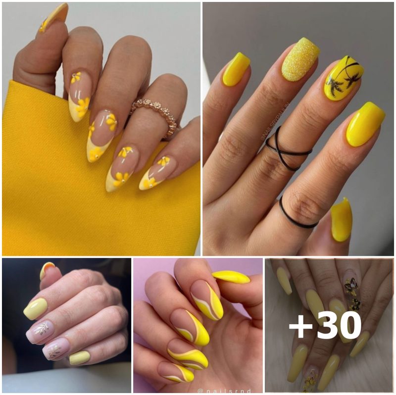 Uñas Amarillas con Diseños de Verano