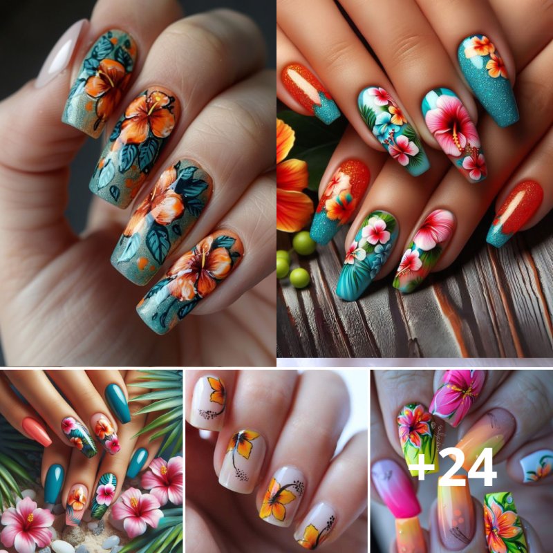 50 ideas de diseño de uñas con hibisco