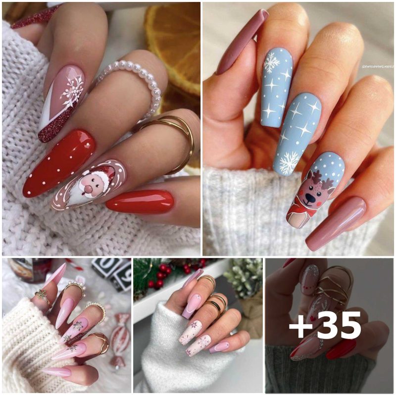 35 preciosos diseños de uñas navideñas para convertirte en el centro de atención