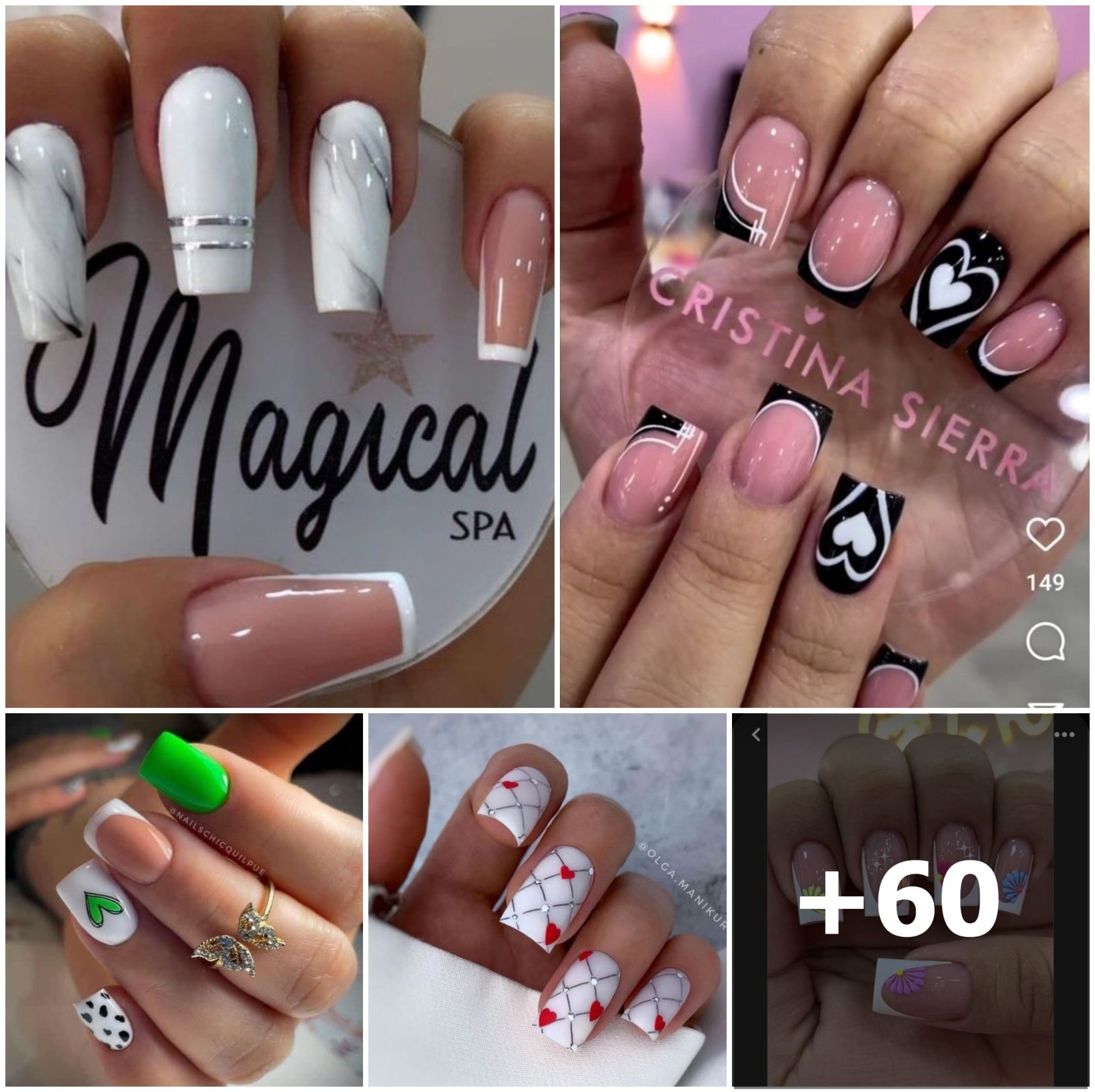 60 Estilos Elegantes y Creativos para Uñas Blancas Cortas con Diseños Delicados