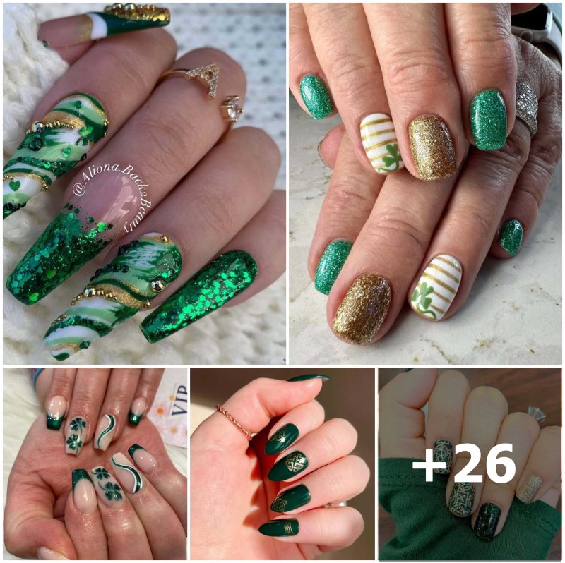 26 Green and Gold Shamrock Nails to Celebrate St. Patrick’s Day