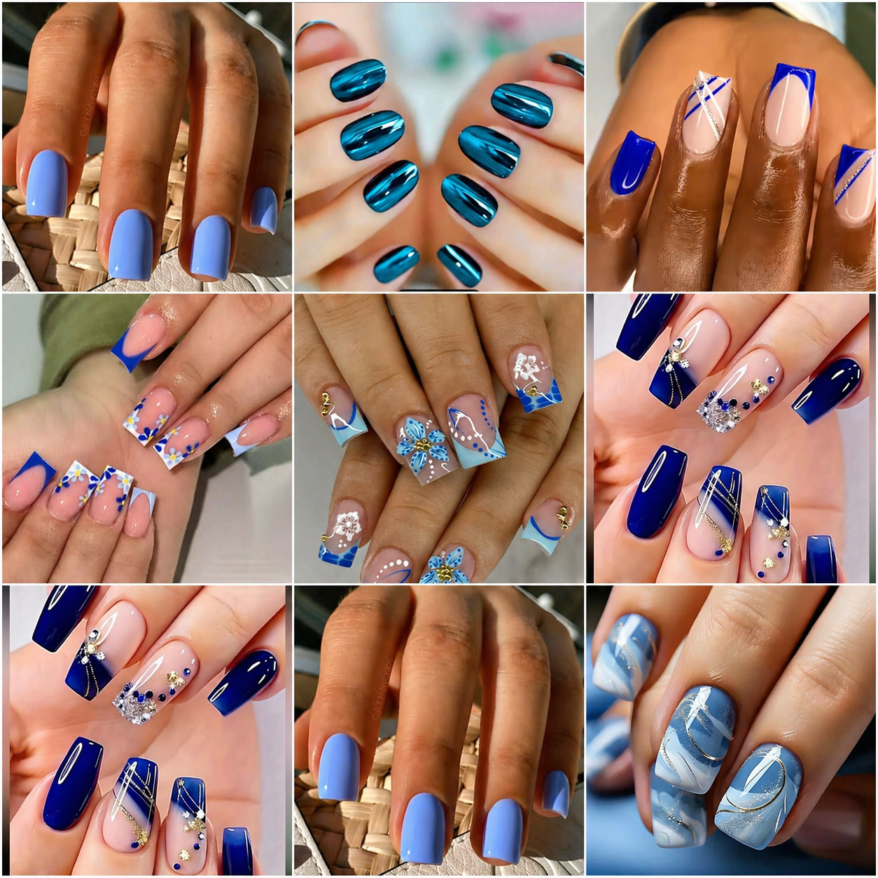 25 STYLES: Short Blue Nail Looks With Cute Charm